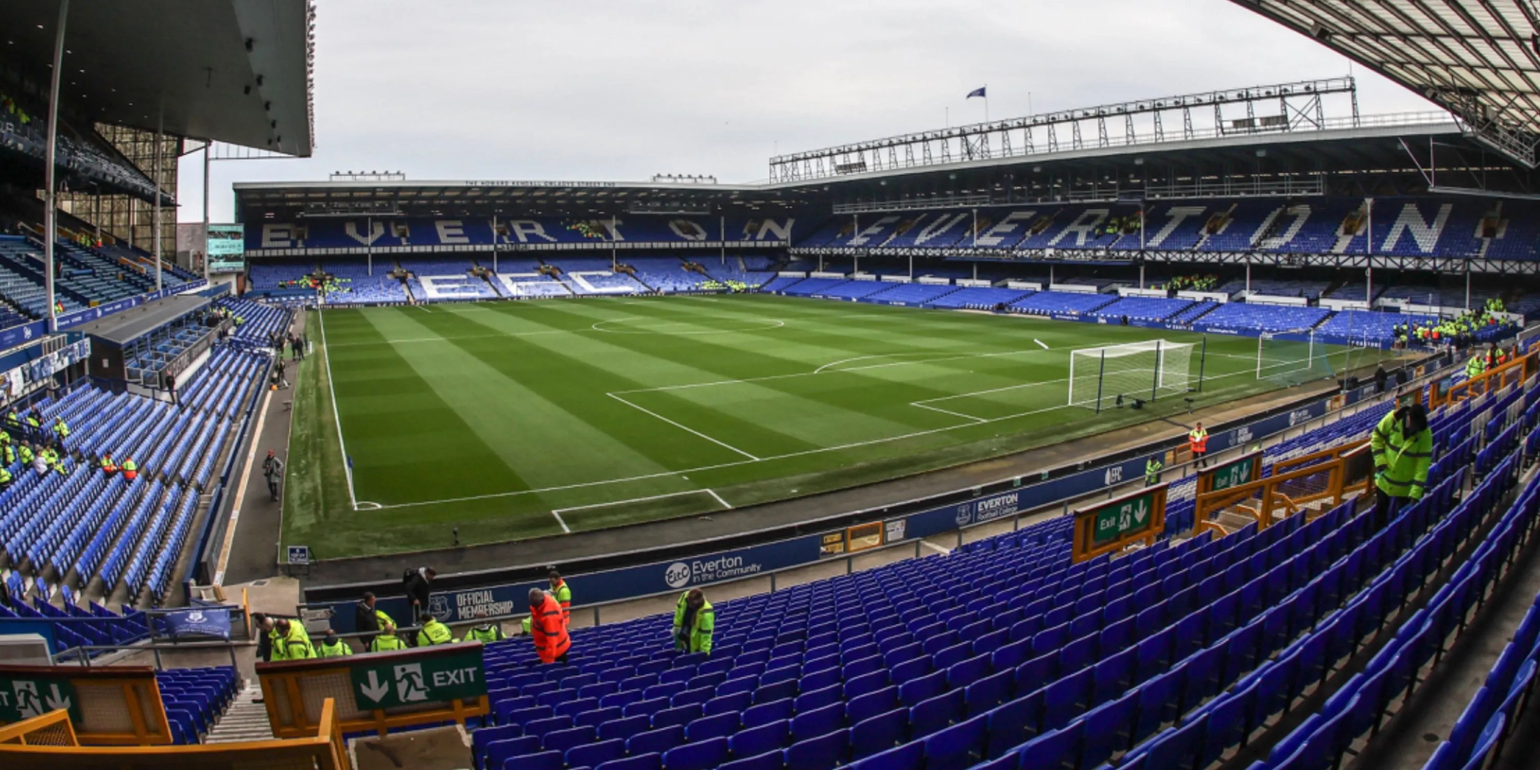 Góc nhìn toàn cảnh sân vận động Goodison Park, ngôi nhà lịch sử của câu lạc bộ Everton.