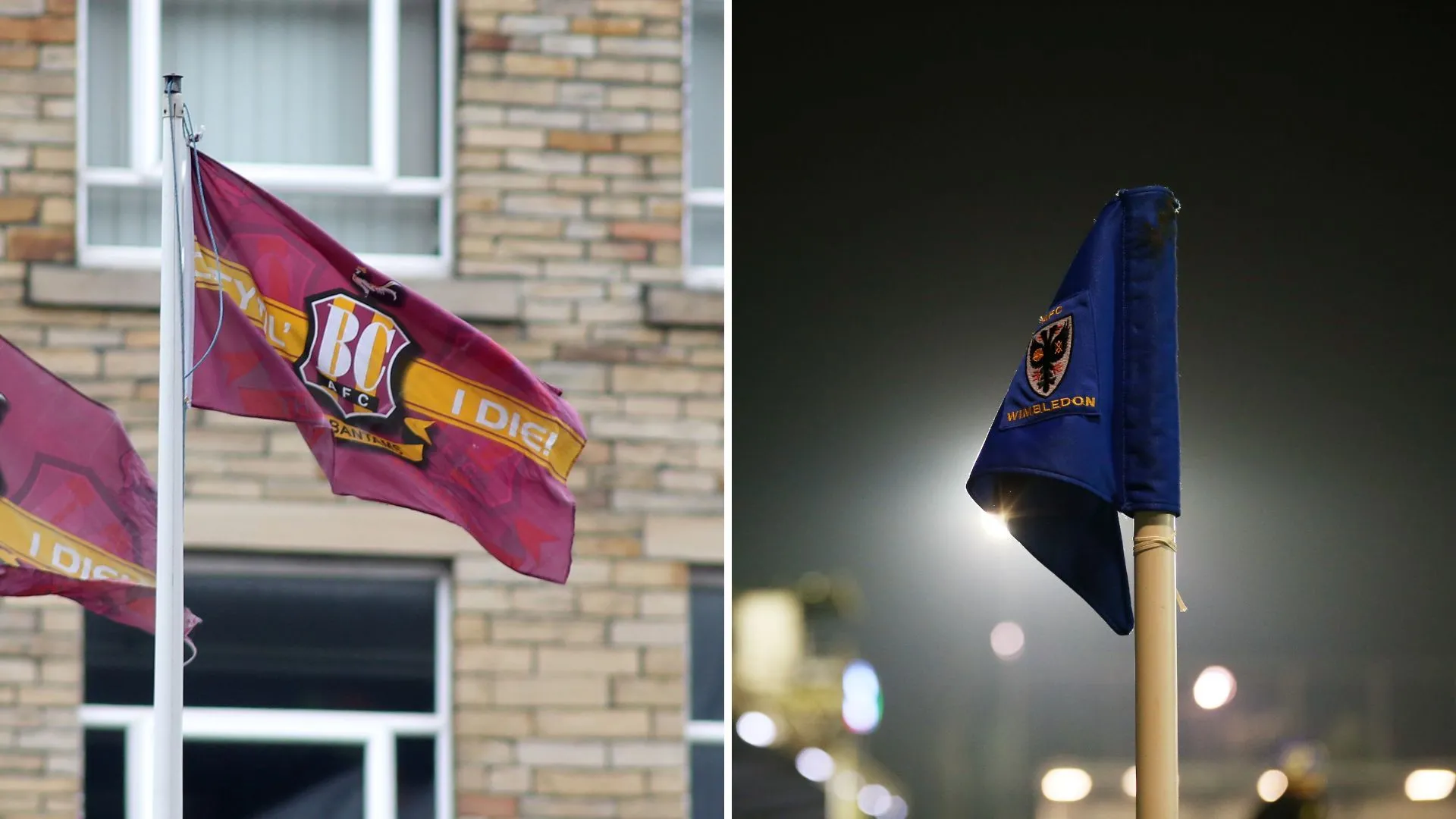 Cờ của Bradford City trên sân cỏ, biểu tượng của câu lạc bộ