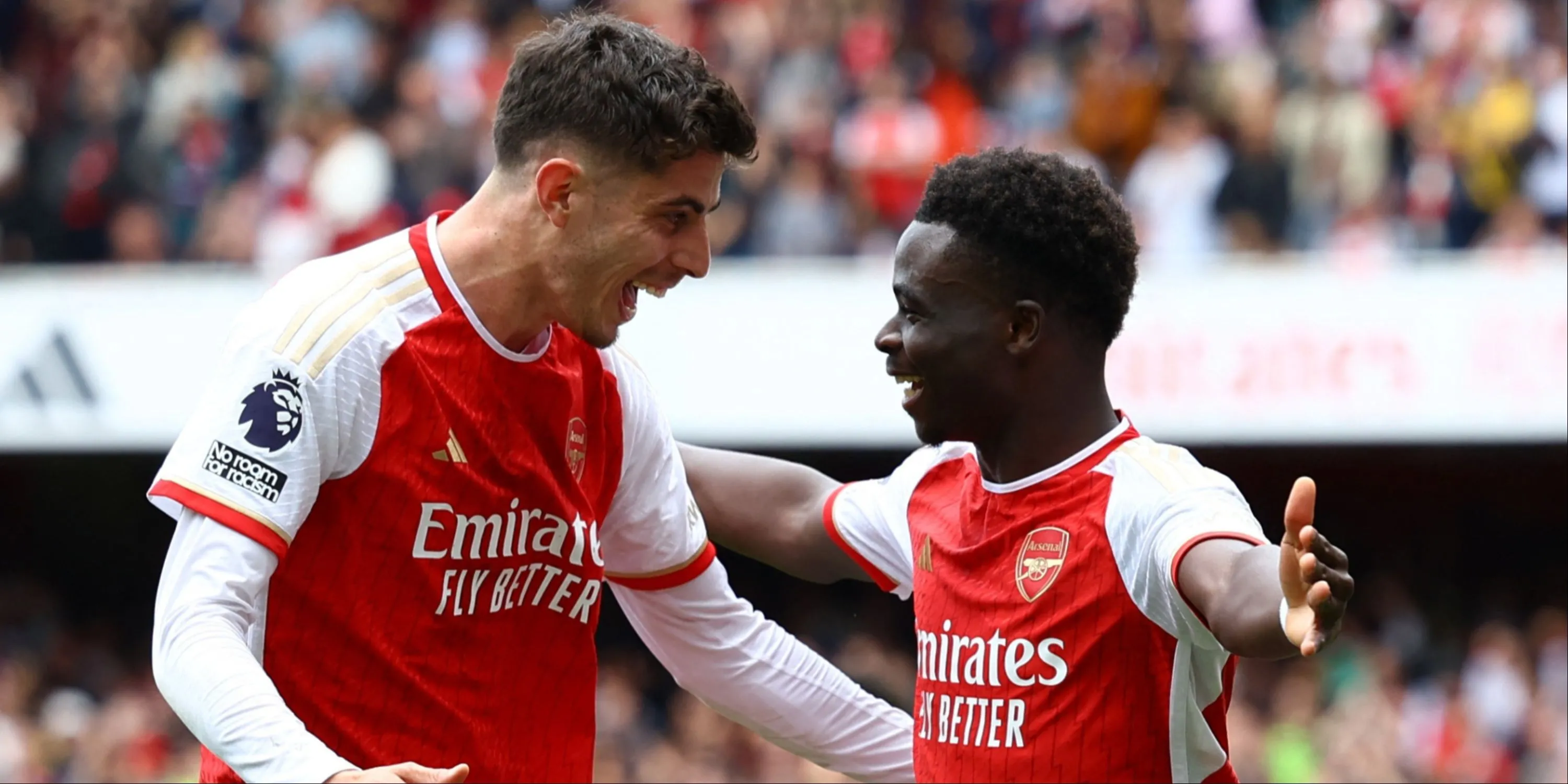 Kai Havertz và Bukayo Saka ăn mừng bàn thắng của Arsenal