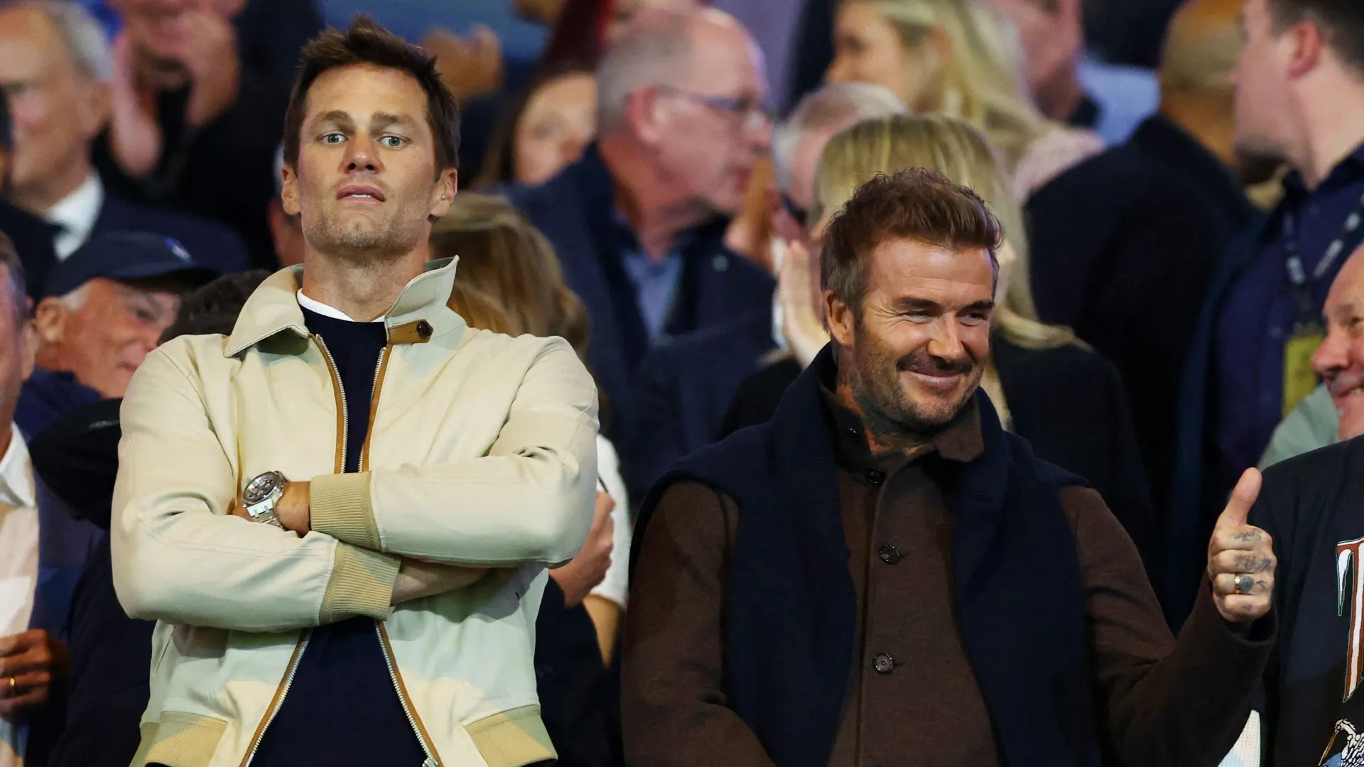 Tom Brady cùng David Beckham tại sân vận động St Andrew của Birmingham City